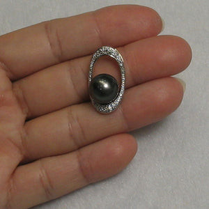 Tahitian Pearl Oval Diamond Pendant 14k Yellow Gold