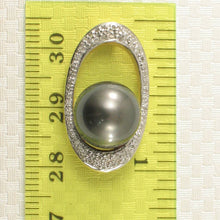 Load image into Gallery viewer, Tahitian Pearl Oval Diamond Pendant 14k Yellow Gold