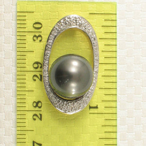Tahitian Pearl Oval Diamond Pendant 14k Yellow Gold
