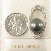 Load image into Gallery viewer, Tahitian Pearl Oval Diamond Pendant 14k Yellow Gold