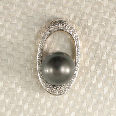 Tahitian Pearl Oval Diamond Pendant 14k Yellow Gold