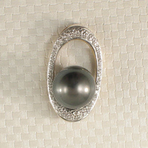 Tahitian Pearl Oval Diamond Pendant 14k Yellow Gold