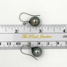 Load image into Gallery viewer, Tahitian Pearl Shepherd’s Wire Drop Earrings – 14k White Gold