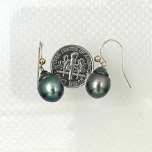 Load image into Gallery viewer, Tahitian Pearl Shepherd’s Wire Earrings – 14k Yellow Gold