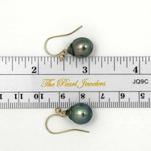 Load image into Gallery viewer, Tahitian Pearl Shepherd’s Wire Earrings – 14k Yellow Gold