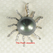 Load image into Gallery viewer, Tahitian Pearl Sunburst Diamond Pendant
