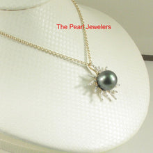 Load image into Gallery viewer, Tahitian Pearl Sunburst Diamond Pendant