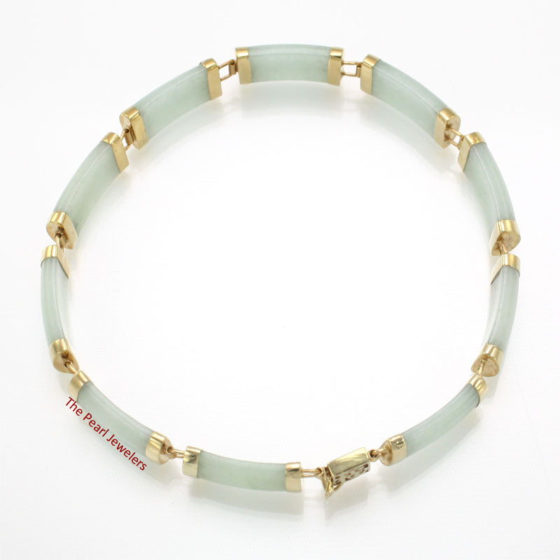 14k Yellow Gold “Joy” Clasp 10 Segments Apple Green Jade Bracelet