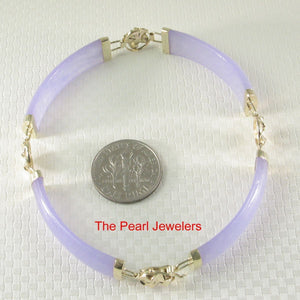14k Yellow Gold Three “Joy” Partitions & Four Lavender Jade Segments Bracelet