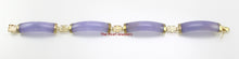 Load image into Gallery viewer, 14k Yellow Gold Three “Joy” Partitions &amp; Four Lavender Jade Segments Bracelet