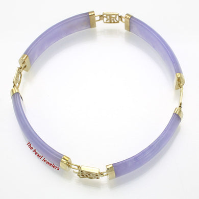 14k Yellow Gold Three “Joy” Partitions & Four Lavender Jade Segments Bracelet