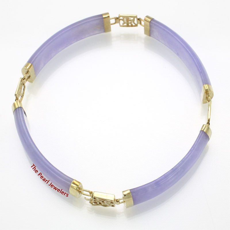 14k Yellow Gold Three “Joy” Partitions & Four Lavender Jade Segments Bracelet