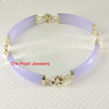Load image into Gallery viewer, 14k Yellow Gold Three “Joy” Partitions &amp; Four Lavender Jade Segments Bracelet