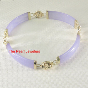14k Yellow Gold Three “Joy” Partitions & Four Lavender Jade Segments Bracelet