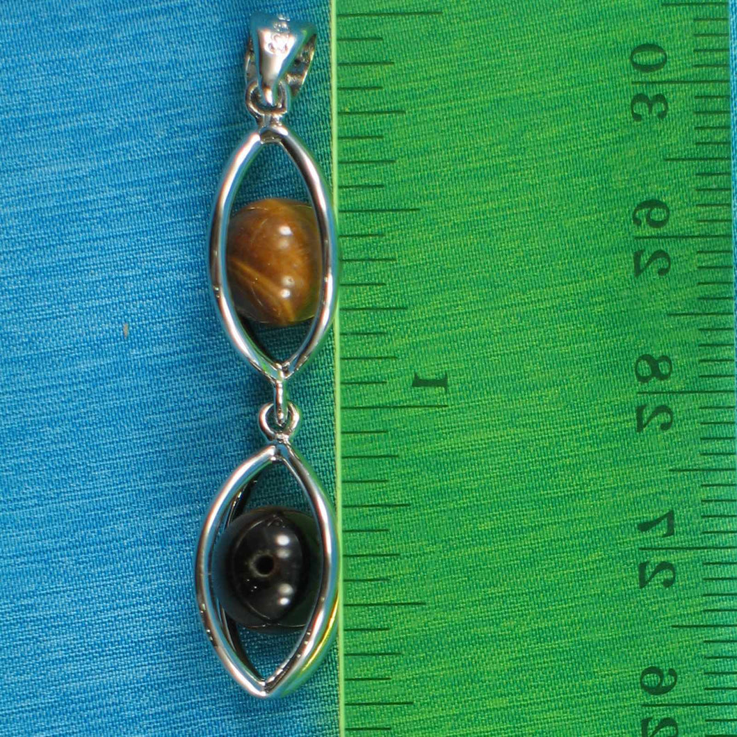 Sterling Silver Tiger Eye Lucky Lanterns Pendant