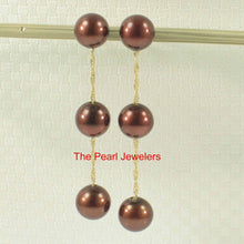 Load image into Gallery viewer, Tin Cup Design Dangle Chocolate Cultured Pearl Earrings