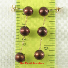 Load image into Gallery viewer, Tin Cup Design Dangle Chocolate Cultured Pearl Earrings
