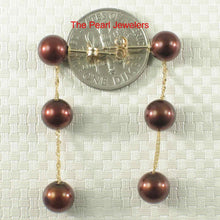 Load image into Gallery viewer, Tin Cup Design Dangle Chocolate Cultured Pearl Earrings