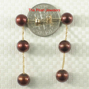 Tin Cup Design Dangle Chocolate Cultured Pearl Earrings