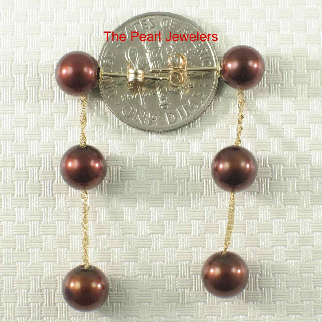 Tin Cup Design Dangle Chocolate Cultured Pearl Earrings