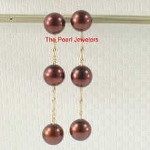 Load image into Gallery viewer, Tin Cup Design Dangle Chocolate Cultured Pearl Earrings