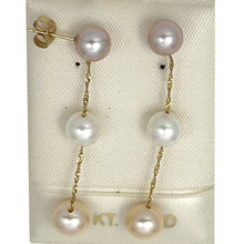 Load image into Gallery viewer, Tin Cup Design Dangle Multicolor Cultured Pearl Earrings