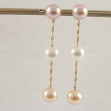 Load image into Gallery viewer, Tin Cup Design Dangle Multicolor Cultured Pearl Earrings