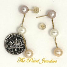 Load image into Gallery viewer, Tin Cup Design Dangle Multicolor Cultured Pearl Earrings