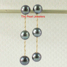 Load image into Gallery viewer, Tin Cup Design Dangle Peacock Cultured Pearl Earrings-14k