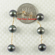 Load image into Gallery viewer, Tin Cup Design Dangle Peacock Cultured Pearl Earrings-14k