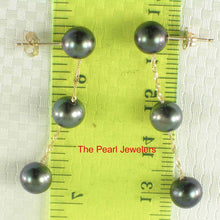 Load image into Gallery viewer, Tin Cup Design Dangle Peacock Cultured Pearl Earrings-14k