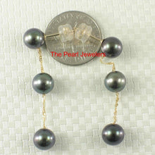 Load image into Gallery viewer, Tin Cup Design Dangle Peacock Cultured Pearl Earrings-14k