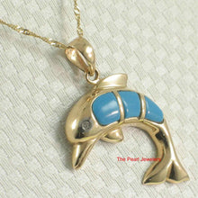 Load image into Gallery viewer, Turquoise Dolphin 14k Gold Pendant