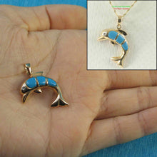 Load image into Gallery viewer, Turquoise Dolphin 14k Gold Pendant