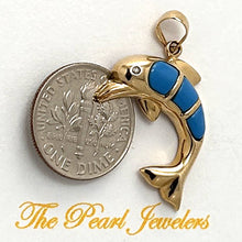 Load image into Gallery viewer, Turquoise Dolphin 14k Gold Pendant