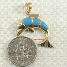 Load image into Gallery viewer, Turquoise Dolphin 14k Gold Pendant