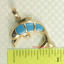 Load image into Gallery viewer, Turquoise Dolphin 14k Gold Pendant
