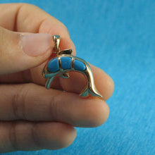 Load image into Gallery viewer, Turquoise Dolphin 14k Gold Pendant