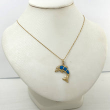 Load image into Gallery viewer, Turquoise Dolphin 14k Gold Pendant