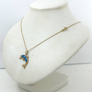 Turquoise Dolphin 14k Gold Pendant