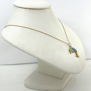 Turquoise Dolphin 14k Gold Pendant