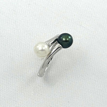 Load image into Gallery viewer, Twin AAA Black &amp; White Freshwater Pearl Cocktail Ring – .925 Sterling Silver
