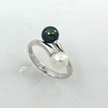 Load image into Gallery viewer, Twin AAA Black &amp; White Freshwater Pearl Cocktail Ring – .925 Sterling Silver