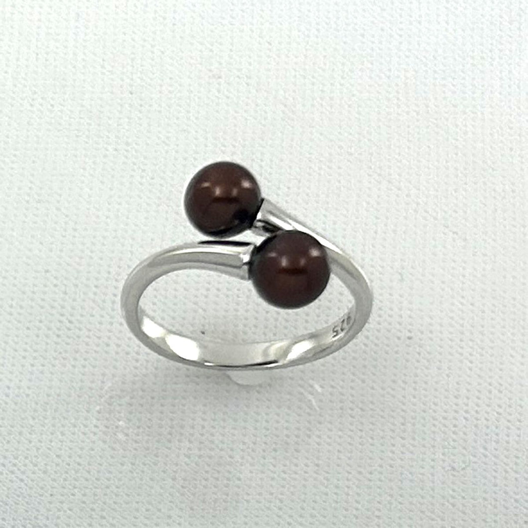 Twin AAA Chocolate Freshwater Pearl Cocktail Ring – .925 Sterling Silver