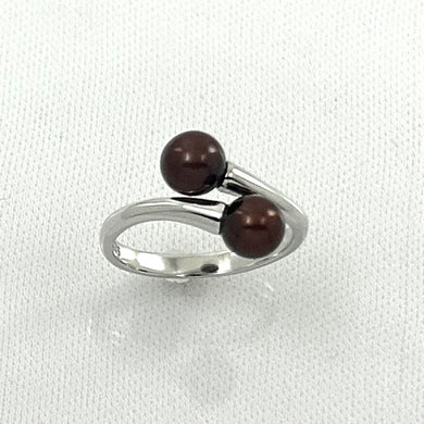 Twin AAA Chocolate Freshwater Pearl Cocktail Ring – .925 Sterling Silver