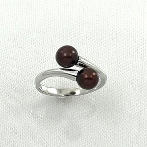 Twin AAA Chocolate Freshwater Pearl Cocktail Ring – .925 Sterling Silver