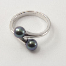 Load image into Gallery viewer, Twin AAA Peacock Freshwater Pearl Cocktail Ring – .925 Sterling Silver