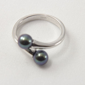 Twin AAA Peacock Freshwater Pearl Cocktail Ring – .925 Sterling Silver