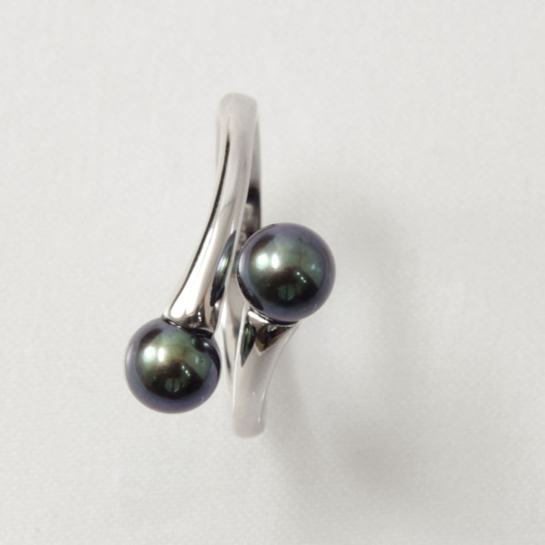 Twin AAA Peacock Freshwater Pearl Cocktail Ring – .925 Sterling Silver