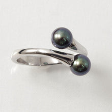 Load image into Gallery viewer, Twin AAA Peacock Freshwater Pearl Cocktail Ring – .925 Sterling Silver